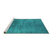 Sideview of Machine Washable Oriental Turquoise Industrial Area Rugs, wshurb2408turq