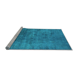 Sideview of Machine Washable Oriental Light Blue Industrial Rug, wshurb2408lblu