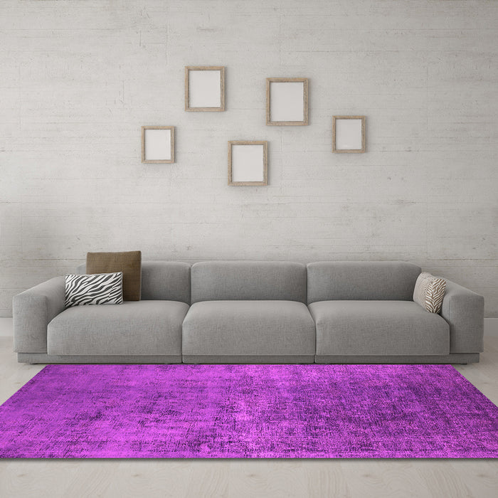 Machine Washable Oriental Pink Industrial Rug in a Living Room, wshurb2408pnk