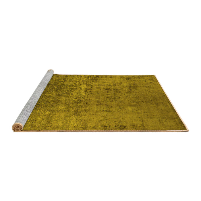 Sideview of Machine Washable Oriental Yellow Industrial Rug, wshurb2408yw