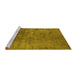 Sideview of Machine Washable Oriental Yellow Industrial Rug, wshurb2408yw