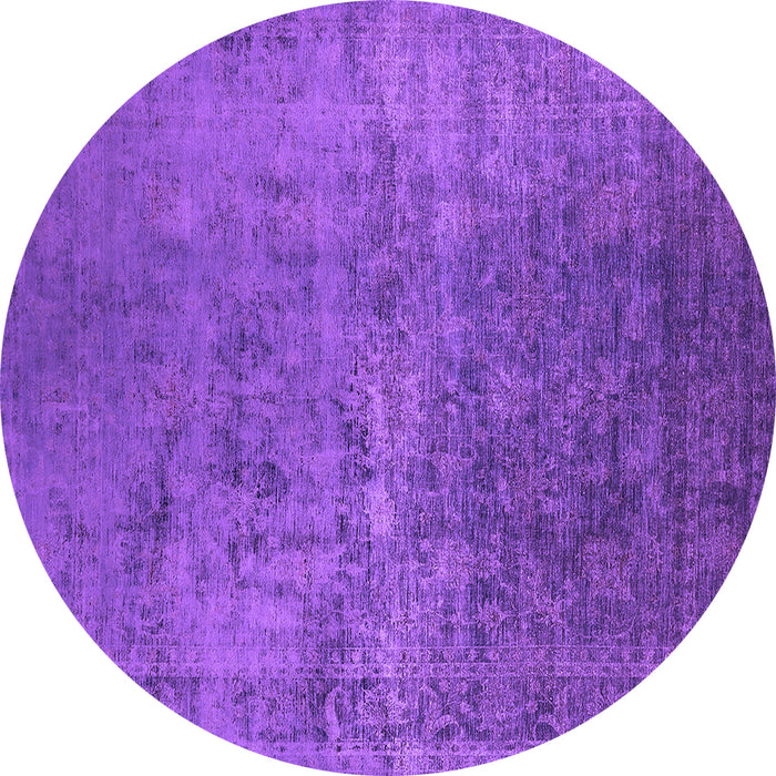 Round Machine Washable Oriental Purple Industrial Area Rugs, wshurb2408pur