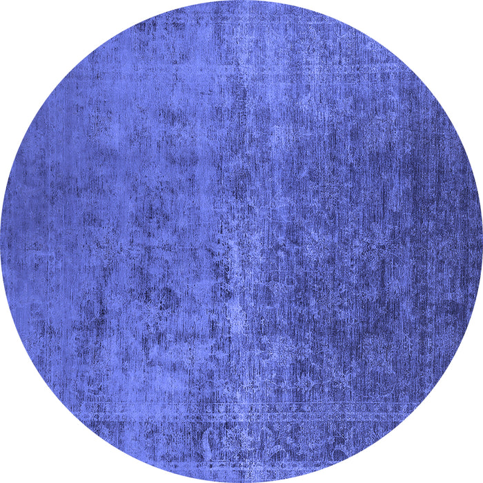 Round Oriental Blue Industrial Rug, urb2408blu