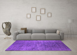 Machine Washable Oriental Purple Industrial Area Rugs in a Living Room, wshurb2408pur