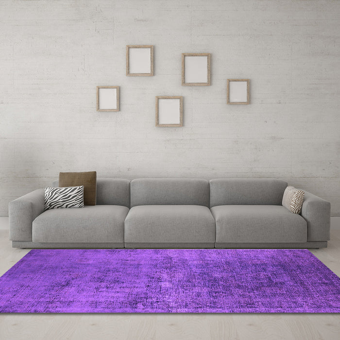 Machine Washable Oriental Purple Industrial Area Rugs in a Living Room, wshurb2408pur