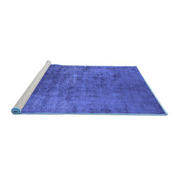 Sideview of Machine Washable Oriental Blue Industrial Rug, wshurb2408blu