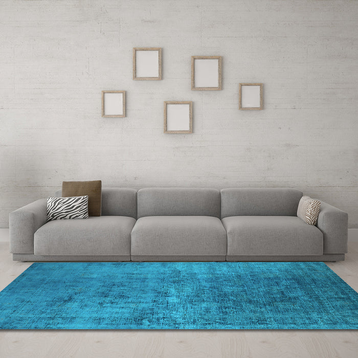 Machine Washable Oriental Light Blue Industrial Rug in a Living Room, wshurb2408lblu