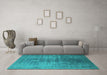 Machine Washable Oriental Turquoise Industrial Area Rugs in a Living Room,, wshurb2409turq