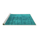 Sideview of Machine Washable Oriental Turquoise Industrial Area Rugs, wshurb2409turq