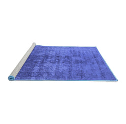 Sideview of Machine Washable Oriental Blue Industrial Rug, wshurb2409blu
