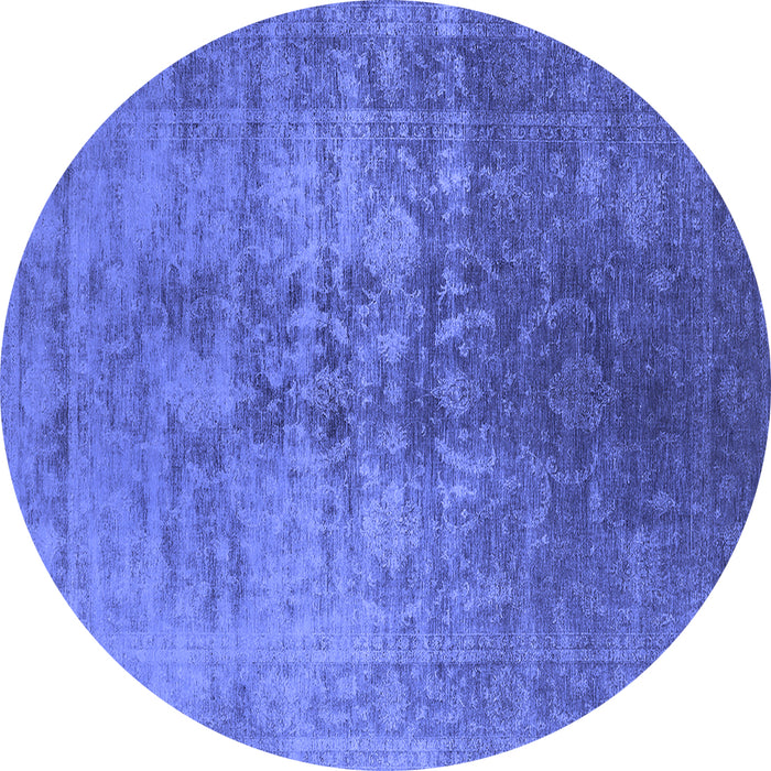 Round Oriental Blue Industrial Rug, urb2409blu
