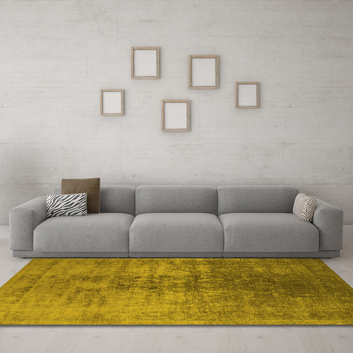Machine Washable Oriental Yellow Industrial Rug in a Living Room, wshurb2409yw