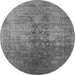 Round Machine Washable Oriental Gray Industrial Rug, wshurb2409gry