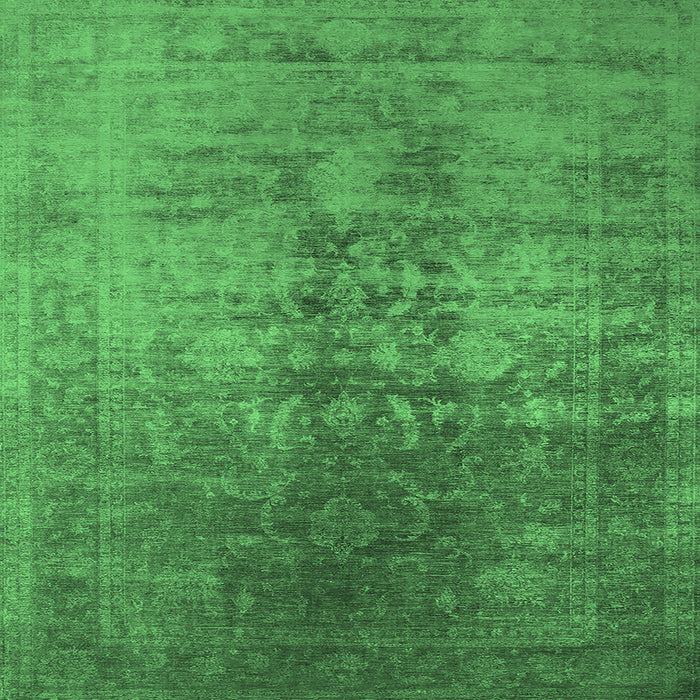 Square Machine Washable Oriental Emerald Green Industrial Area Rugs, wshurb2409emgrn
