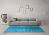 Machine Washable Oriental Light Blue Industrial Rug, wshurb2409lblu