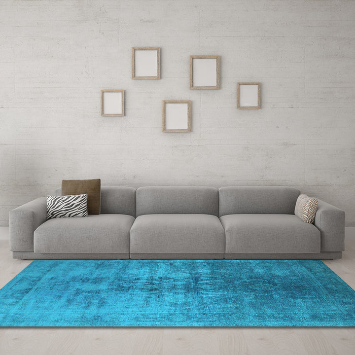 Machine Washable Oriental Light Blue Industrial Rug in a Living Room, wshurb2409lblu