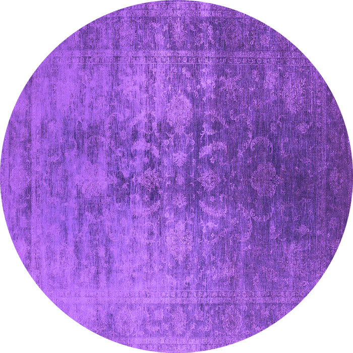 Round Machine Washable Oriental Purple Industrial Area Rugs, wshurb2409pur