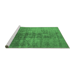 Sideview of Machine Washable Oriental Emerald Green Industrial Area Rugs, wshurb2409emgrn