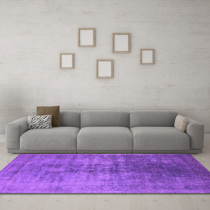 Machine Washable Oriental Purple Industrial Area Rugs in a Living Room, wshurb2409pur