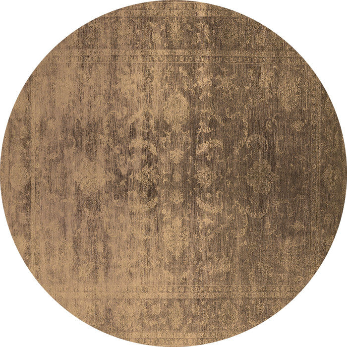 Round Oriental Brown Industrial Rug, urb2409brn