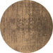 Round Oriental Brown Industrial Rug, urb2409brn