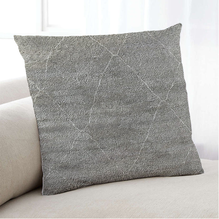 Lifestyle Image of Mid-Century Modern Urban Square Gray Throw Pillow, 18 inch by 18 inch, pwurb240