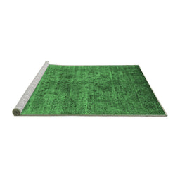Sideview of Machine Washable Oriental Emerald Green Industrial Area Rugs, wshurb2410emgrn