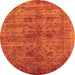 Round Machine Washable Oriental Orange Industrial Area Rugs, wshurb2410org