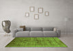 Machine Washable Oriental Green Industrial Area Rugs in a Living Room,, wshurb2410grn