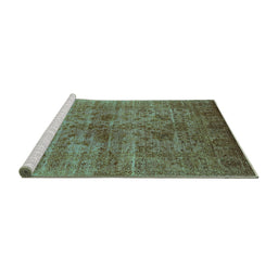 Sideview of Machine Washable Oriental Turquoise Industrial Area Rugs, wshurb2410turq