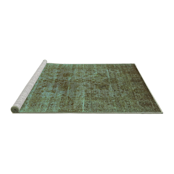 Sideview of Machine Washable Oriental Turquoise Industrial Area Rugs, wshurb2410turq