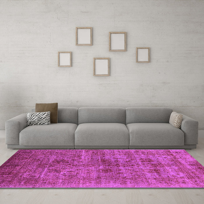 Machine Washable Oriental Purple Industrial Area Rugs in a Living Room, wshurb2410pur