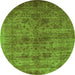 Round Oriental Green Industrial Rug, urb2410grn