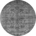 Round Machine Washable Oriental Gray Industrial Rug, wshurb2410gry