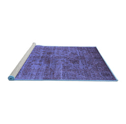 Sideview of Machine Washable Oriental Blue Industrial Rug, wshurb2410blu