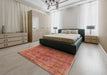 Mid-Century Modern Red Oriental Rug in a Bedroom, urb2410