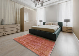 Mid-Century Modern Red Oriental Rug in a Bedroom, urb2410