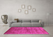 Machine Washable Oriental Pink Industrial Rug in a Living Room, wshurb2410pnk