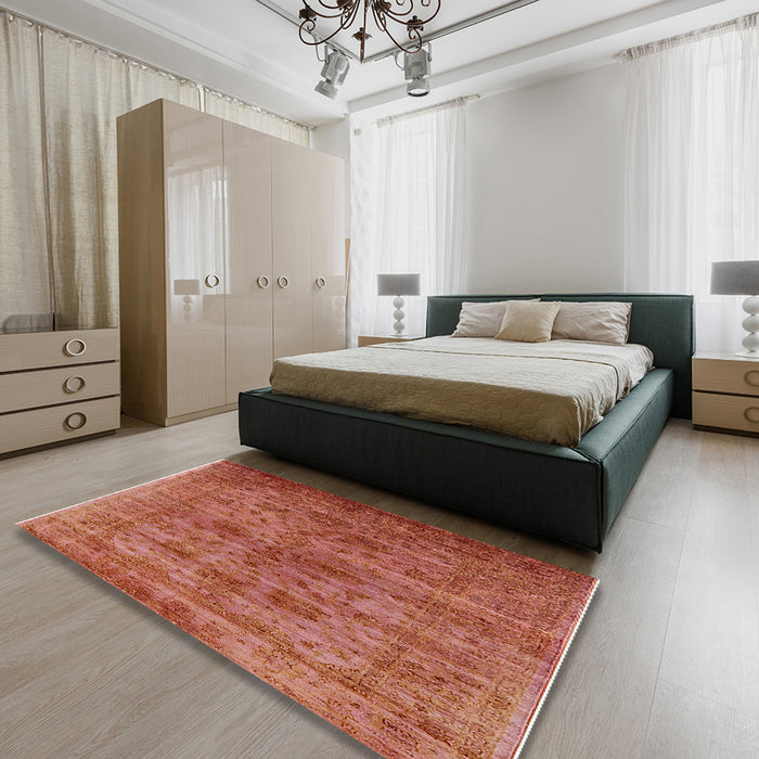 Machine Washable Industrial Modern Red Rug in a Bedroom, wshurb2410