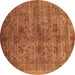 Round Oriental Brown Industrial Rug, urb2410brn