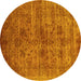 Round Machine Washable Oriental Yellow Industrial Rug, wshurb2410yw