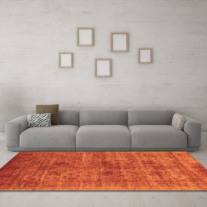 Machine Washable Oriental Orange Industrial Area Rugs in a Living Room, wshurb2410org