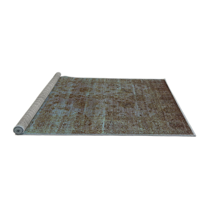 Sideview of Machine Washable Oriental Light Blue Industrial Rug, wshurb2410lblu