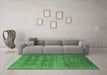 Machine Washable Oriental Emerald Green Industrial Area Rugs in a Living Room,, wshurb2411emgrn