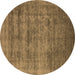 Round Oriental Brown Industrial Rug, urb2411brn