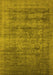 Machine Washable Oriental Yellow Industrial Rug, wshurb2411yw