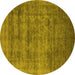 Round Oriental Yellow Industrial Rug, urb2411yw