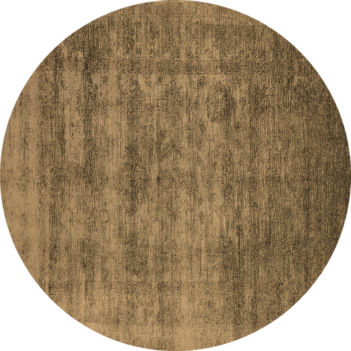Round Machine Washable Oriental Brown Industrial Rug, wshurb2411brn