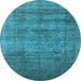 Round Oriental Light Blue Industrial Rug, urb2411lblu