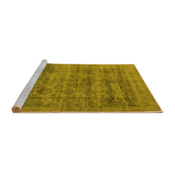 Sideview of Machine Washable Oriental Yellow Industrial Rug, wshurb2411yw